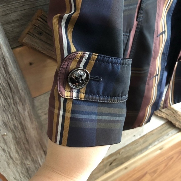 e.land Size Med Navy/Gold Plaid Spring Jacket - Picture 5 of 11